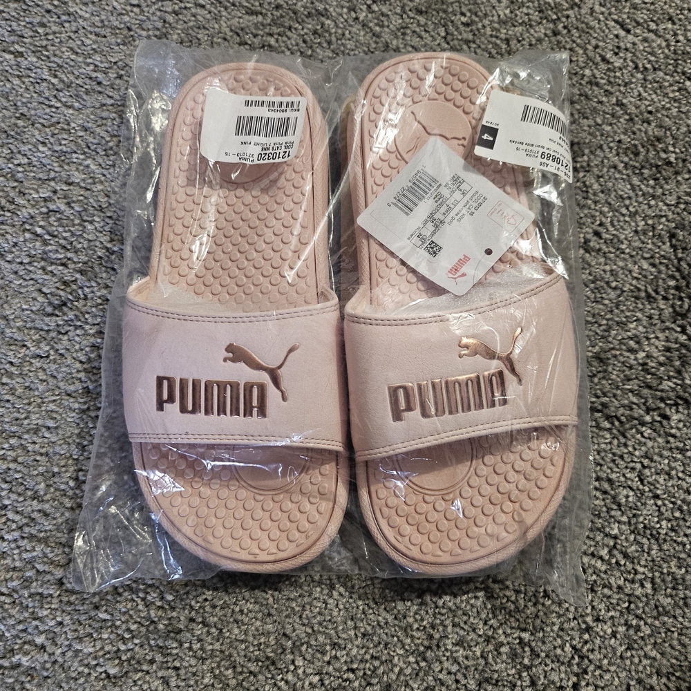 Rose Gold Puma Slide Sandals